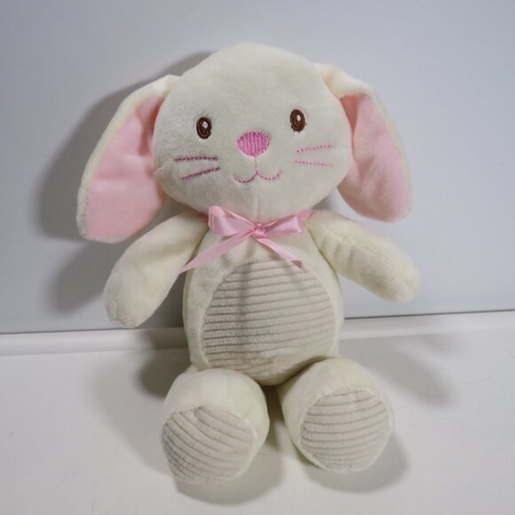White & Pink Bunny Plush Rabbit with Corduroy, Crinkle Noises Baby - Picture 5 of 10